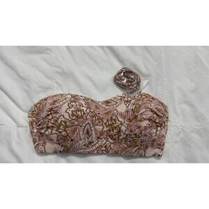 Kona Sol Strapless Bandeau Bikini Top with Paisley Print